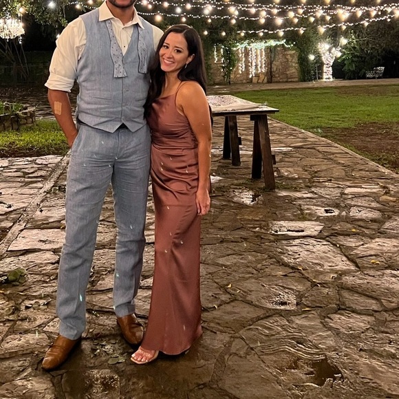 AZAZIE- Mermaid One Shoulder Stretch Satin Floor-Length Dress Amethyst - Picture 4 of 5